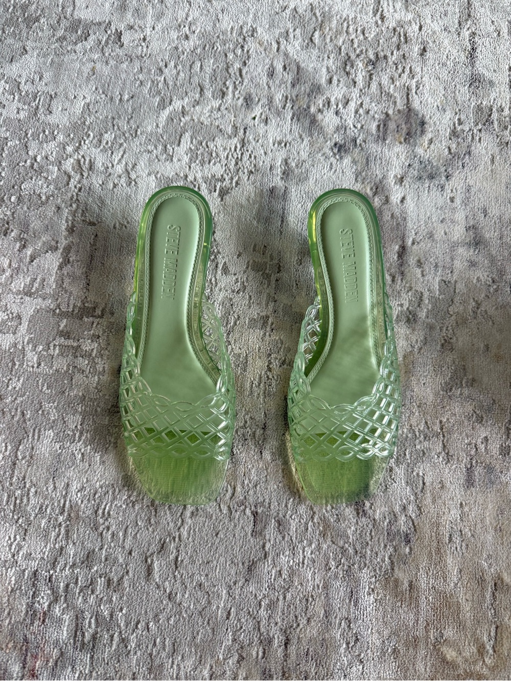Steve Madden Light Green Woven Slide Mules